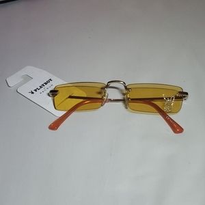 Playboy×Pacsun orange square rimless sunglasses